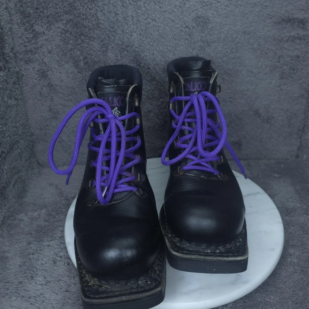 Alico Nordic Cross-Country Ski Boots Mens 11 Black Leather Lugged Vibram 75mm
